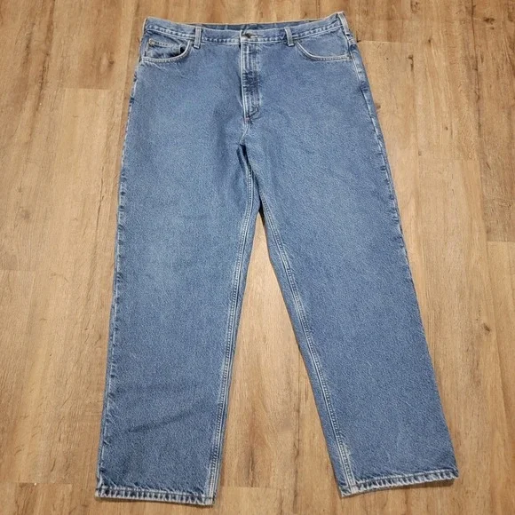 Carhartt Flannel Lined Jeans Men's 42 X 32 B21 DST Relaxed Fit Work Wear - Picture 2 of 8